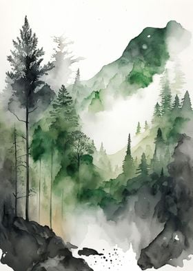 Foggy Green Forest 