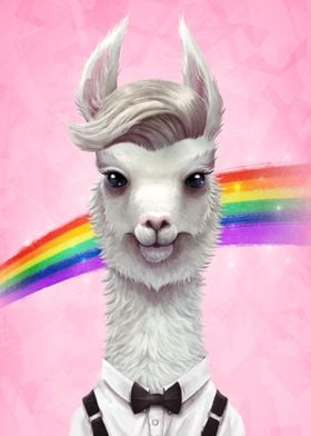 Llama with rainbow