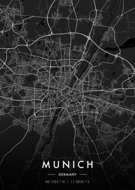 Munich City Map Dark